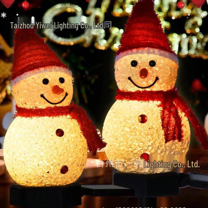 Waterproof LED Solar Christmas Lawn Lights: Santa & Snowman Decorations for Outdoor Courtyards