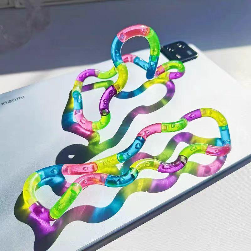 Deformable Rope Fidget Toy Deformation Rope Knot Pressure Stress Relief Toys Rrainbow Color Anti Stress Deformable Rope Best Toy