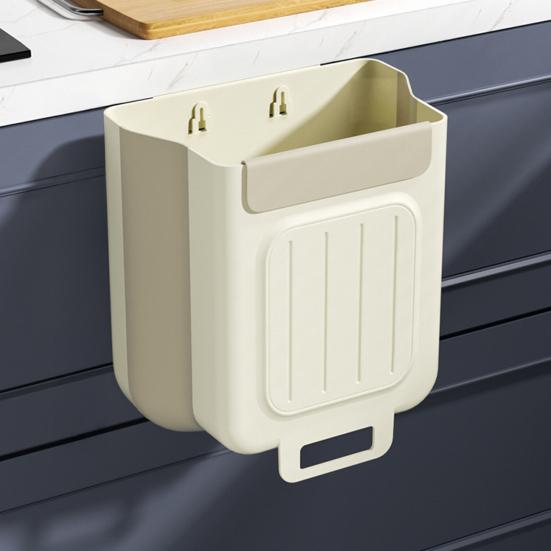 Foldable Garbage Container Cabinet Mounted Trash Bin, Compact Hanging Can, Kitchen Waste Bin Space Saving for Bathroom Office And Small Collapsible