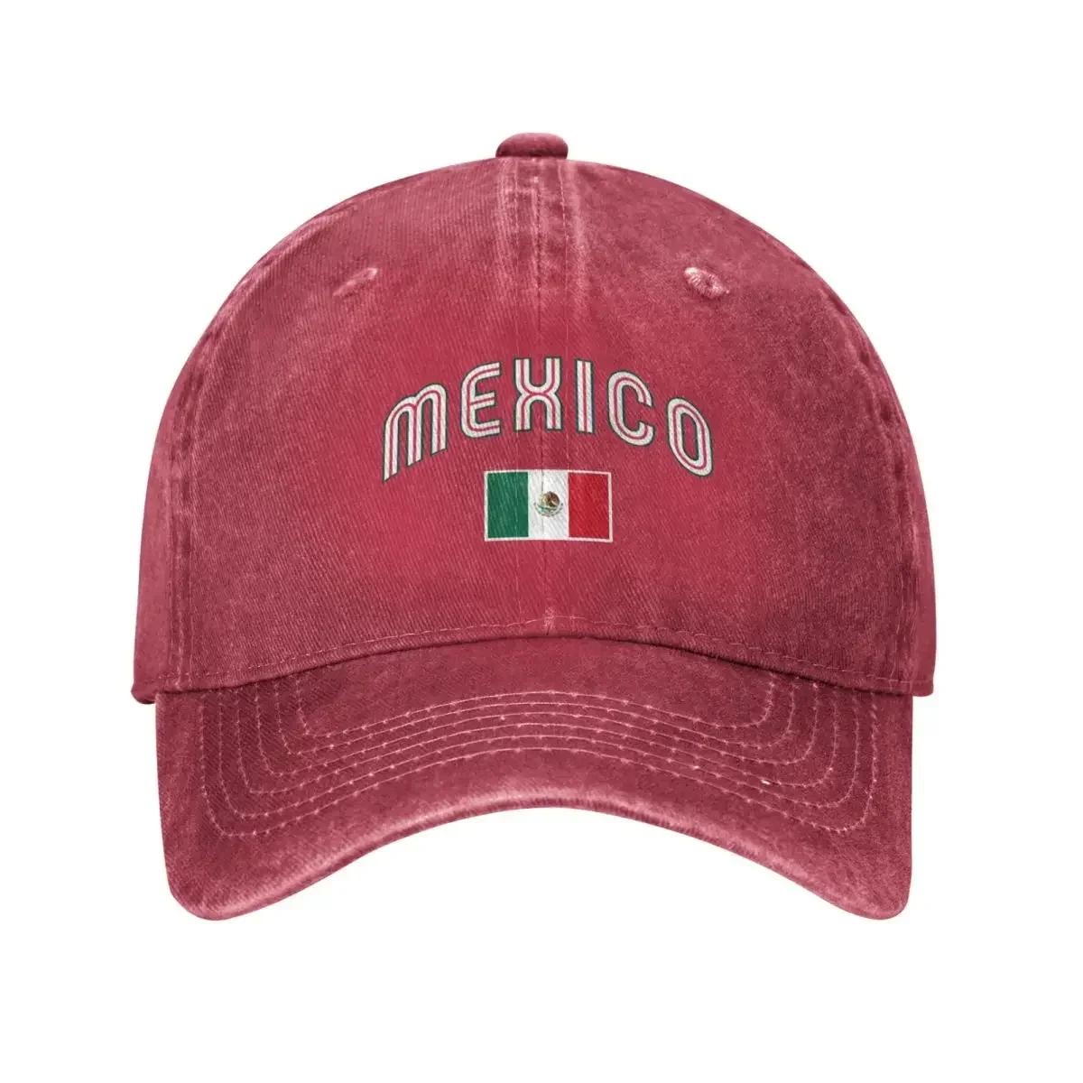 

Mexico Flag Caps Highend Retro Denim Washed Baseball Caps Women Cowboy Golf Hat Rock Womens Trucker Cap One Size