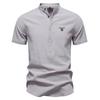 Gant 2025 Summer New Embroidered Business Casual Shirt Men's Short Sleeved Cotton Linen Shirt Stand Collar Cotton Shirt