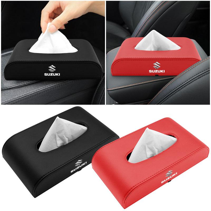 1pcs Car Tissue Box Holder Armrest Box Storage Case Emblem for Suzuki Jimny GW250 Samurai Vitara Swift Baleno SX4 Ignis Alto Splash Swace