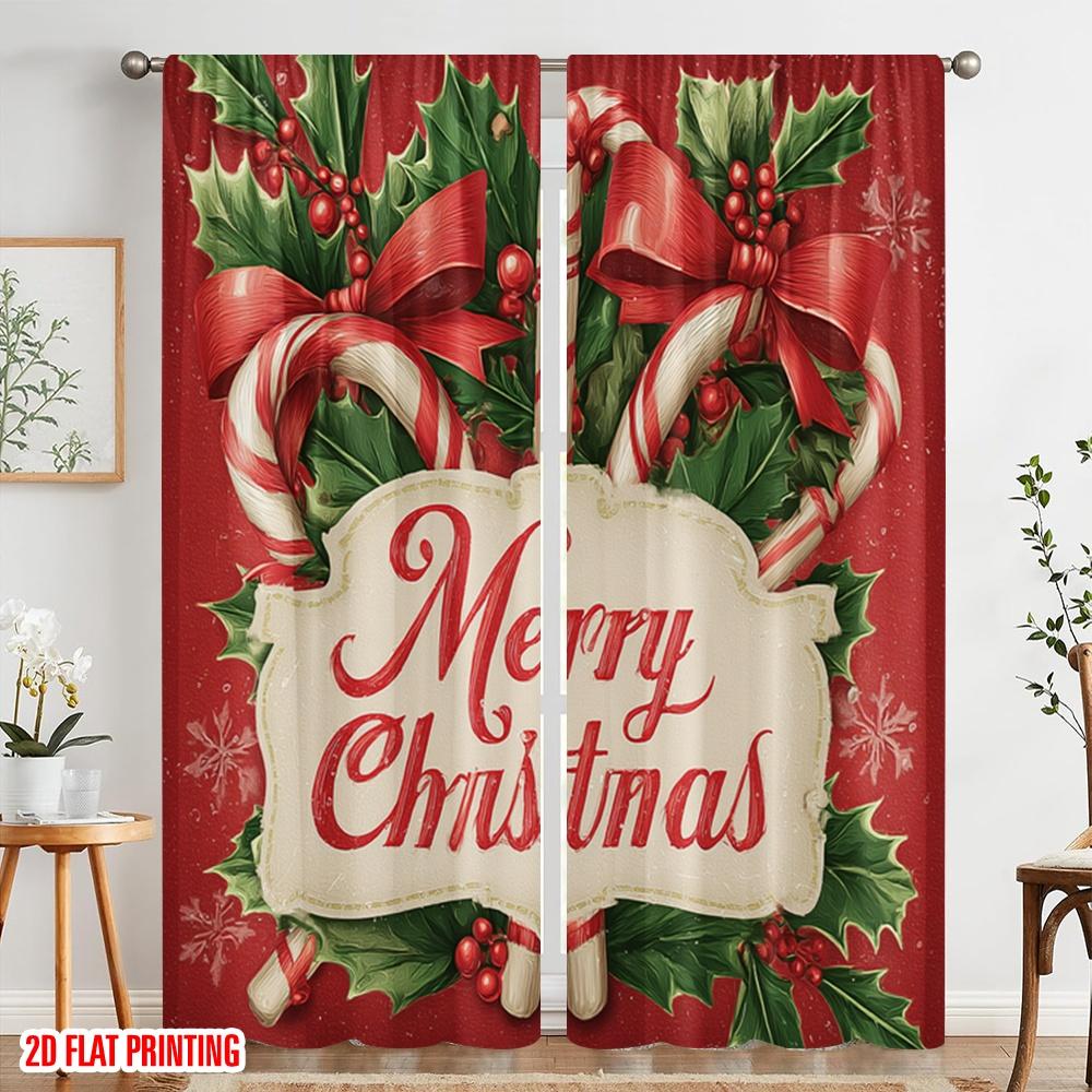 2pcs,2D plane printing Curtain Fabric Tropical Beach Santa Surf1 Versatile Fabric (without rod) Festive Perfect for Study,