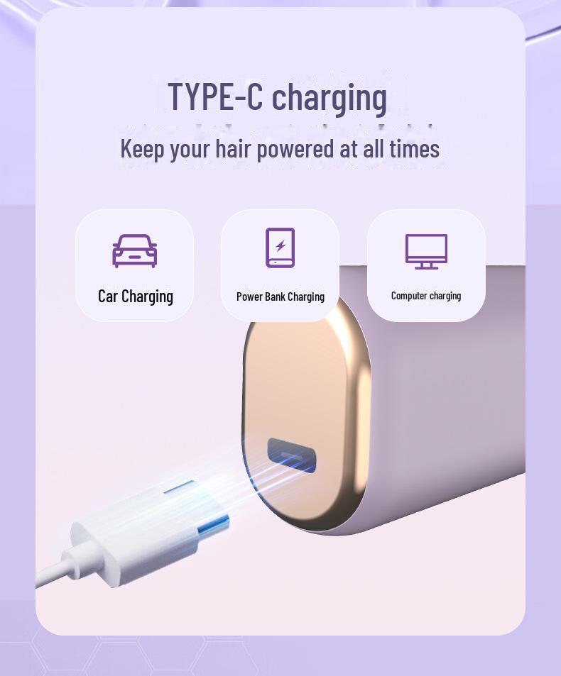 Kabelloser tragbarer Reise-Lockenstab und Glättkamm - Doppelzweck, modische Farbabstimmung, kompakt und wiederaufladbar.