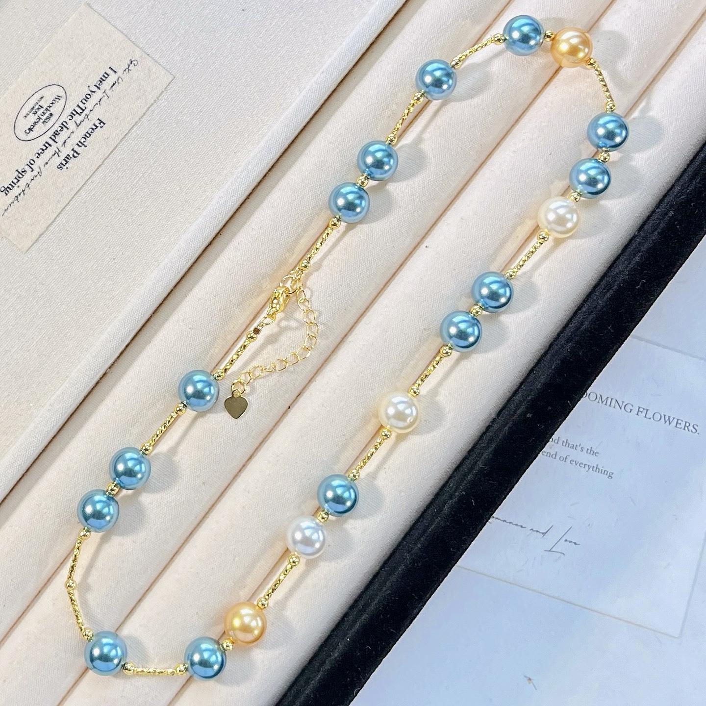 High Quality High Gloss Artificial Crystal Pearl Clavicle Chain Necklace