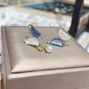 Korean Fashion Asymmetric Butterfly Earrings For Women Cute Sweet Rhinestone Pearl Pendant Earrings Lady Girl Party Jewelry Gift
