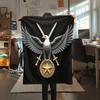 Schwarzer Adler, Muster Flanelldecke, Hohe Qualität, Bequem für alle Jahreszeiten, Heimdekoration, Wärme und Komfort, Perfekt für Geschenke.