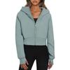 Women's Fashion Casual Hooded Zip Padded Long Sleeve Solid Colour Sweatshirt