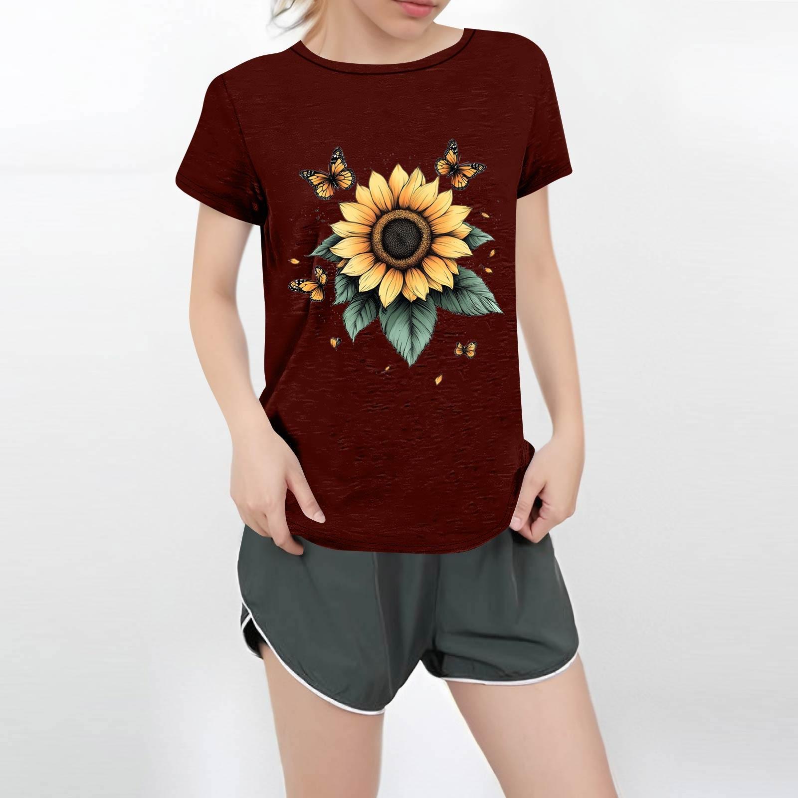 

Женская повседневная футболка с круглым вырезом и короткими рукавами с принтом XXXL винный