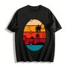 Vintage Sunset Beach Vacation Style Printed Casual T-Shirt Pure Cotton T-shirt