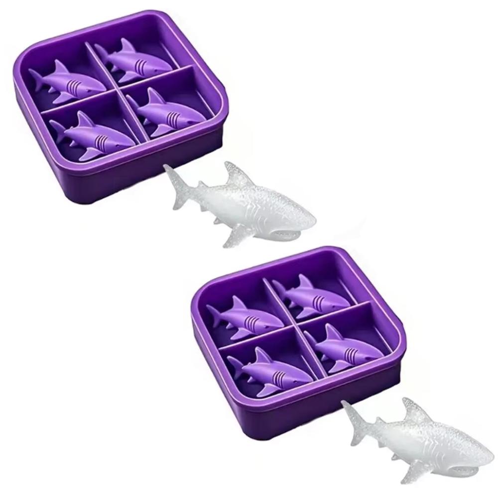 3d Shark Silicone Ice Molds Cute And Easy-Release Silicone Suitable For Whiskey Beer And Juice Bpa-Free