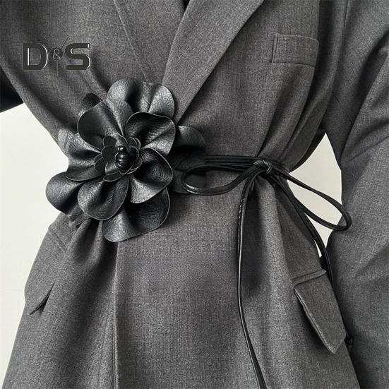 Boho Flower Waist Belt for Women Girls Floral Faux Leather Rope Waist Band Wedding Dress Thin Waistband