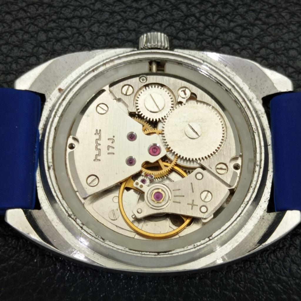 USED HMT HAND-WINDING INDIAN MENS BLUE COLOR DIAL WATCH A432125-2 R110-a432125