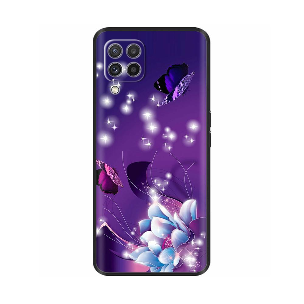 For Samsung A12 M12 F12 Case Stylish Painted Cover Soft Liquid Silicone Phone Case For Galaxy A12 A M F 12 Fundas TPU Capa Black