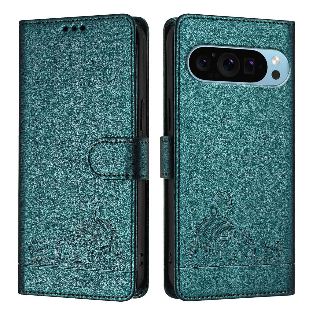 PU Läder Telefonbok Plånboksfodral "Katter fångar möss" för Google Pixel 5,Pixel 6,Pixel 6a,Pixel 6 Pro,Pixel 7,Pixel 7a,Pixel 7 Pro,Pixel 8,Pixel 9...