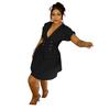 Elegant Women's Plus Size Solid Color Dress - X6085
