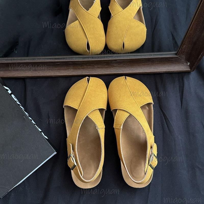 Fashion Women's Sandals Flat Low Heel Casual Loafers Slip-on Summer Spring Comfortable Footwear Cross Cover Toe Sandalias De Mujer