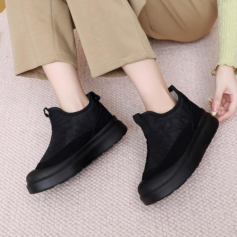 Winter New Women'S Thickened Cotton Shoes With Fleece Lining For Warmth And Anti-Slip Durable Bottom; Free Shipping