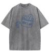Unisexs  Summer Washed Vintage Short Sleeve g Heavy  Pure Cotton LooseFitting Patterned TShirt