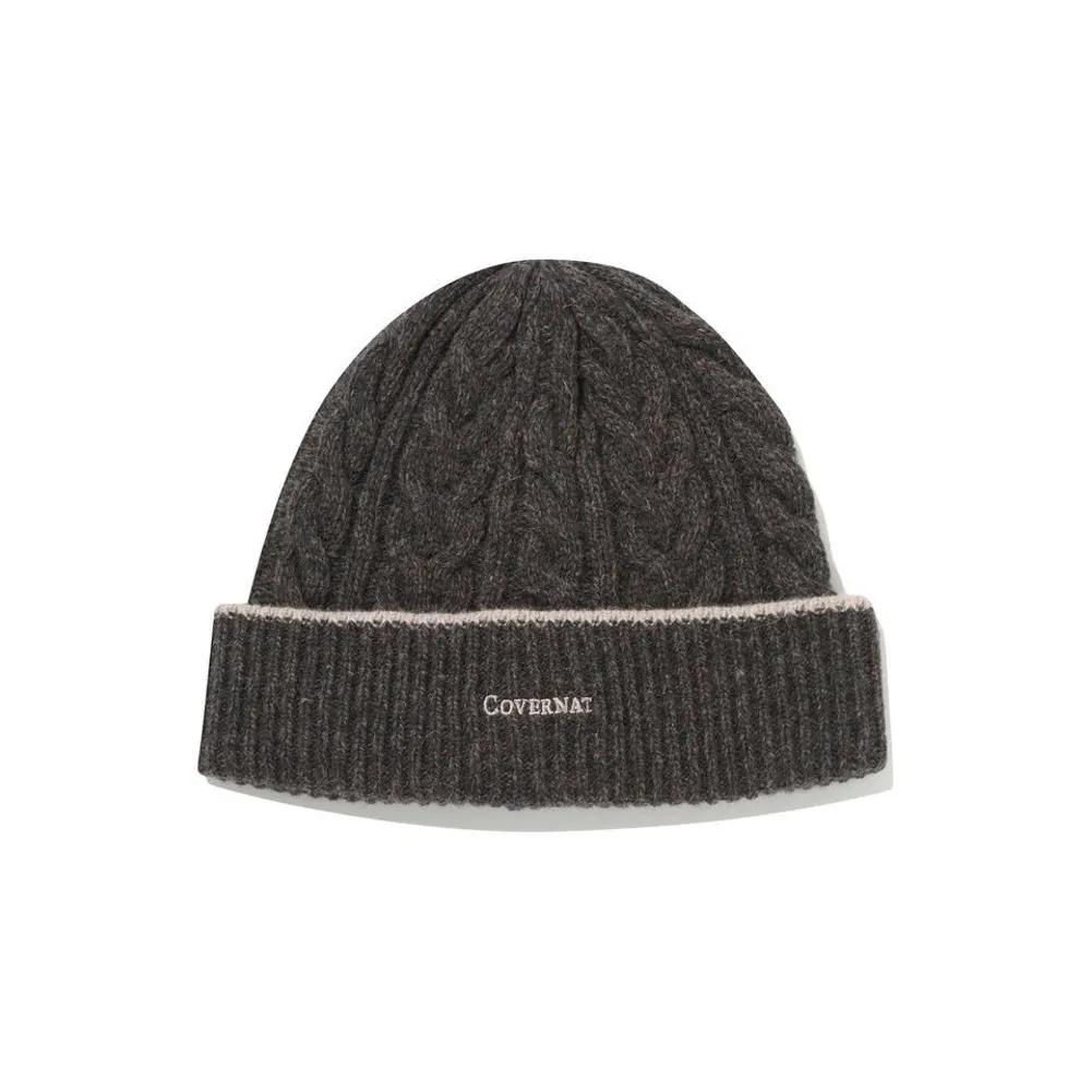 Logo Cable Lambswool Beanie Brown CO2504CA10BR 279668 F