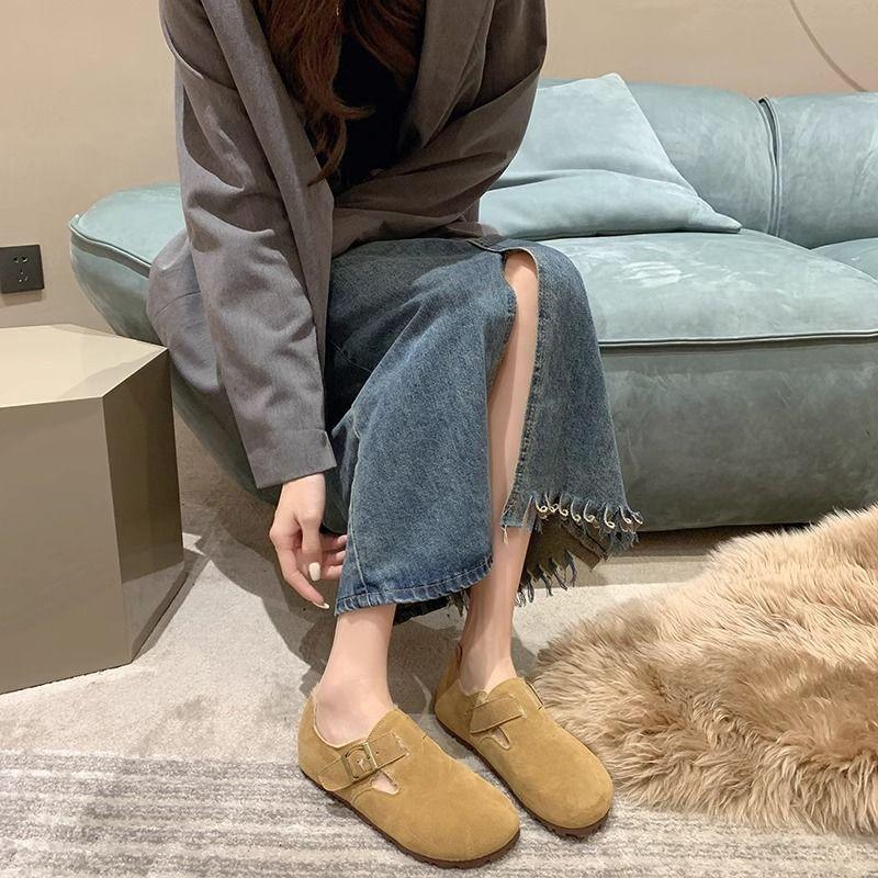 Flat Soft Wool Birken Shoes, Women's Fleece Warm Bean Shoes, New Wool Cotton Shoes