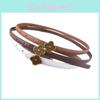 Women Thin Elegant Waist Belt With Flower Alloy Buckle For Work Leisure And