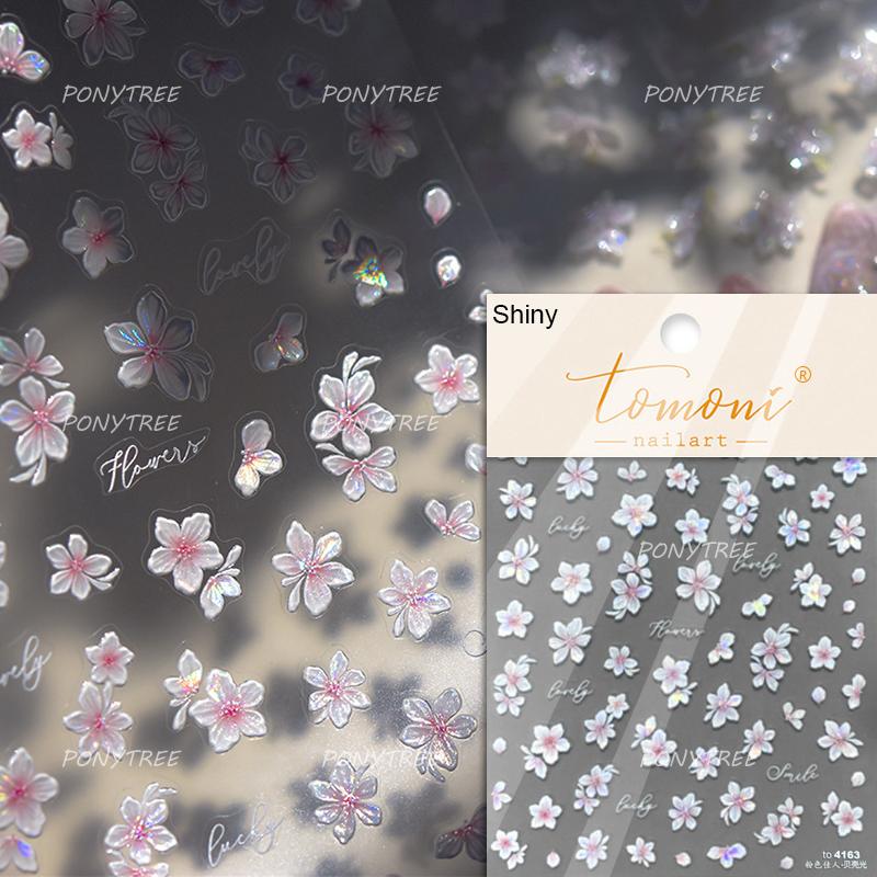 Embossed Flower Pink Butterfly Lucky Peach Blossom Chic Spring Petal 5D Soft Relief Adhesive Nail Art Stickers Manicure Decals