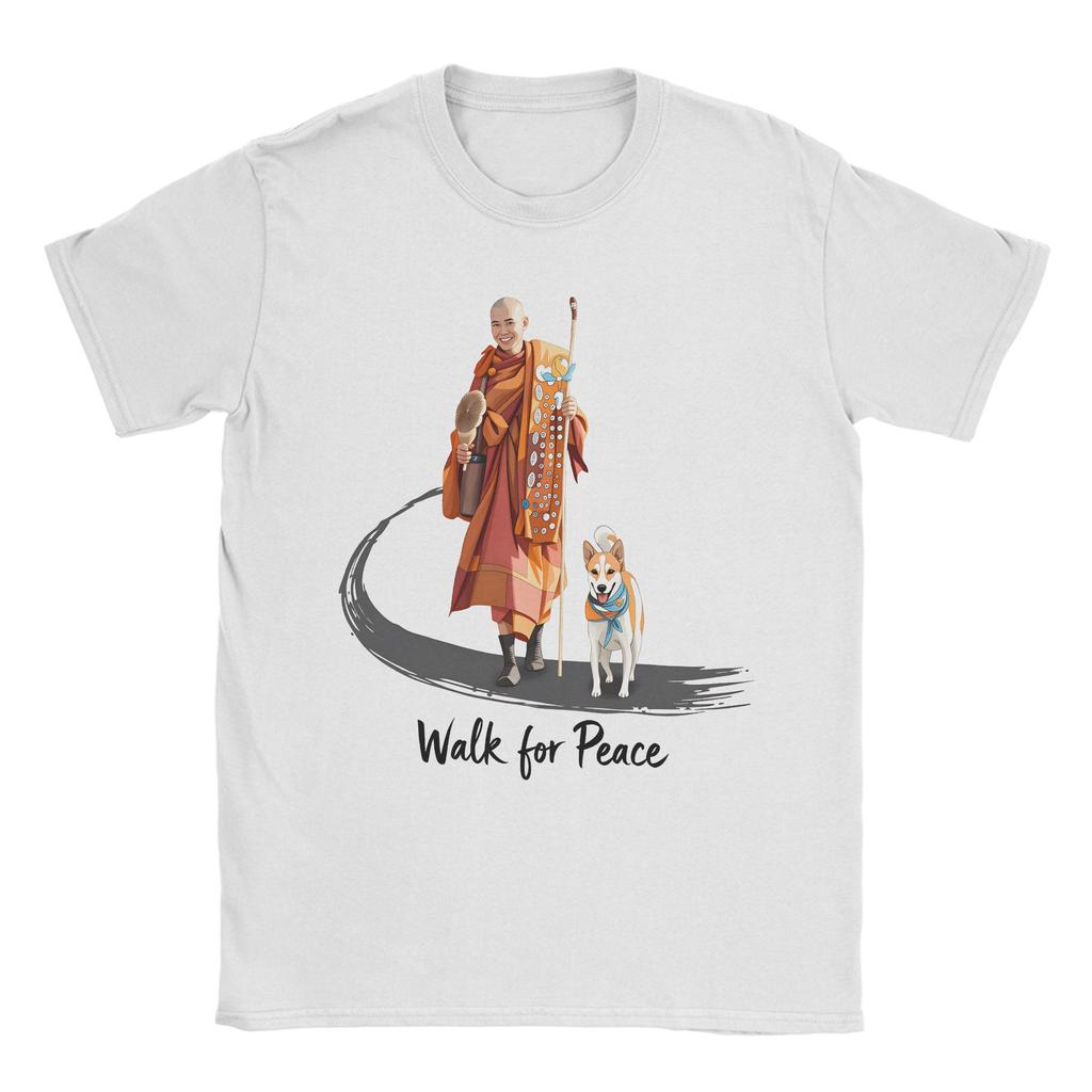 Mens Buddhist Monks Walk For Peace Aloka Dog T Shirt Cotton Clothing Novelty Short Sleeve Crew Neck Tees Gift Idea TShirt