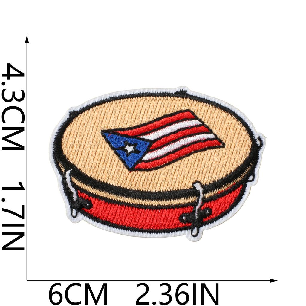Puerto Rico Embroidery Cloth Sticker Clothes Decoration Patch Sticker Holiday Embroidery Chapter Boy Drum Tools Embroidery Chapter