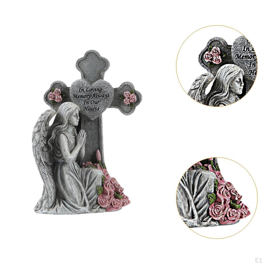 Angel Cross Figurine for Garden, Solar Light Decoration Outdoor
