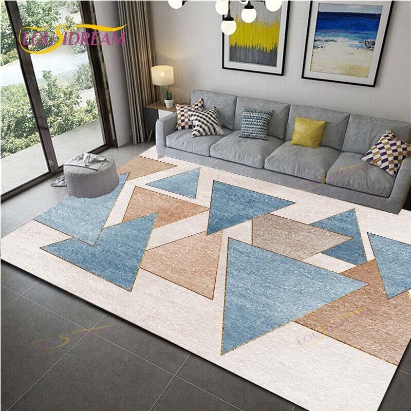Geometric Carpet for Living Room Velvet Rug Kids Bedroom Bedside Rugs Soft Square Fluffy Carpets Home Sofa Table Decor Mat