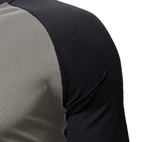 Män Höst Vår Topp Rund Hals Färg Matchande Patchwork Slim Fit Elastisk Långärmad Stretchig Tunn Män Sport Fritidskläder T-shirt