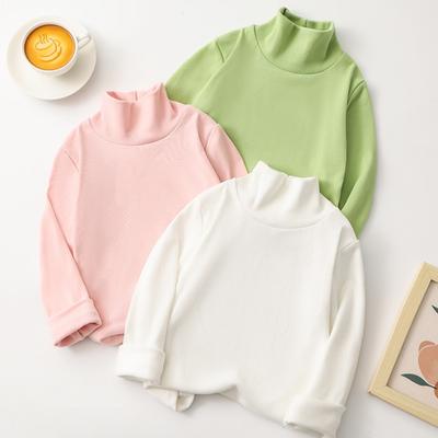 Kinder Langarm T-Shirts Halber Stehkragen Herbst Winter Einfarbig Vielseitige T-Shirts Mode Bequeme Kinderbekleidung