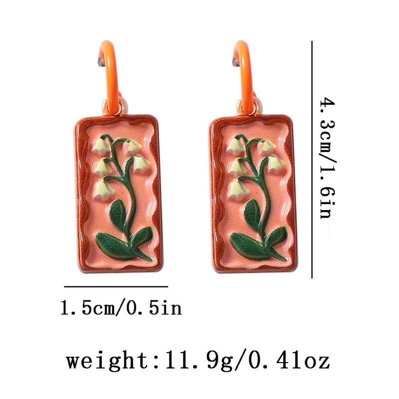 Pinkdudu Elegant Alloy Printed Drop Earrings for Women Delicate Pastoral Style Temperament Dangles PD2699