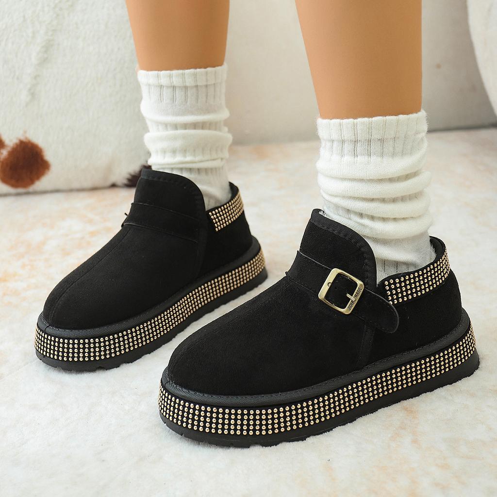 Outer Size Large Size Snow Boots for Women 2025 Winter New Thick-soled Velvet Belt Buckle Northeast Short Tube Surface Snow Boots for Women