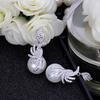 Temperament Earrings, Pearl Zircon Earrings, Long Earrings.