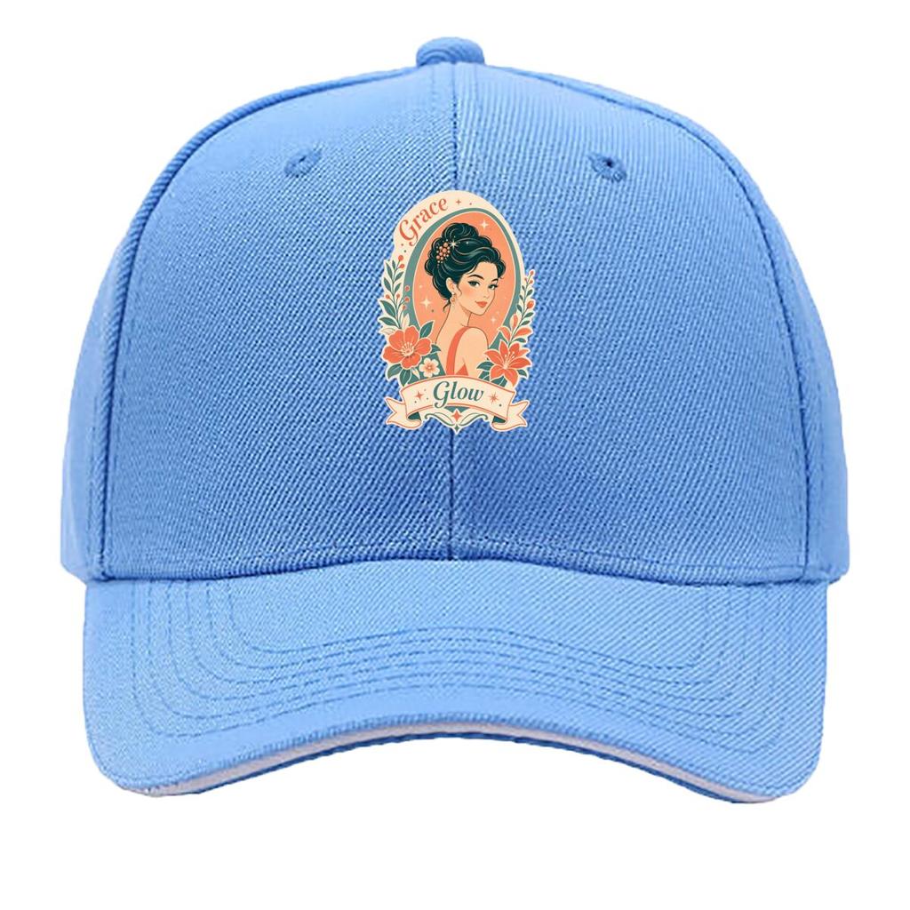 Retro Glam Portrait Bloom Emblem Hip Hop Hat Fashion Outdoor Sports Sandwich Baseball Cap