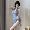 Deep V Tight Hip Skirt Halter Suspender Free Sexy Lingerie Suit Spice Girl Dress