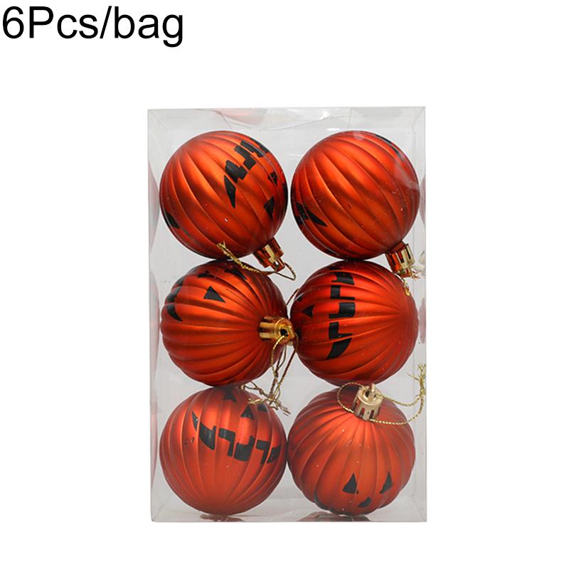 6PC/Box Halloween Tree Hanging Decor Home Plastic Halloween Ball Ornaments Terrible Atmosphere Hanging Balls Party Decorations