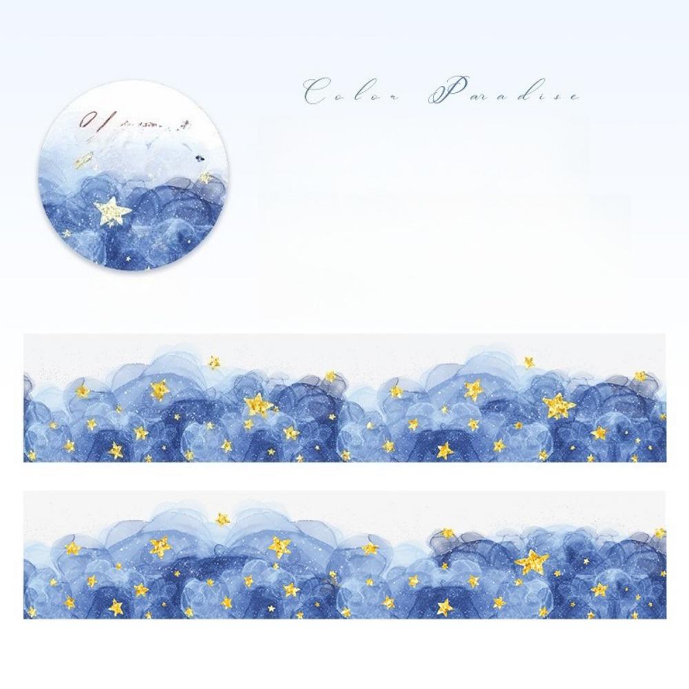 1PC watercolor smudging and bronzing PET tape, color paradise series handbook material decoration circular sticker