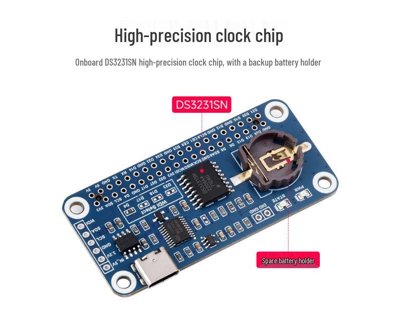 Raspberry Pi RTC Watchdog Expansion Board Type B with DS3231SN High-Precision Clock and Auto Reset.