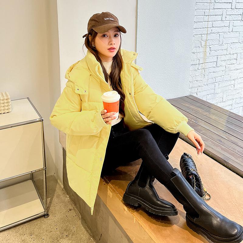 Down cotton jacket girls' middle length winter 2025 new junior high school student padded jacket thickened and warm