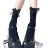 Beige Lace Bow Lolita Ankle Socks - Butterfly Design