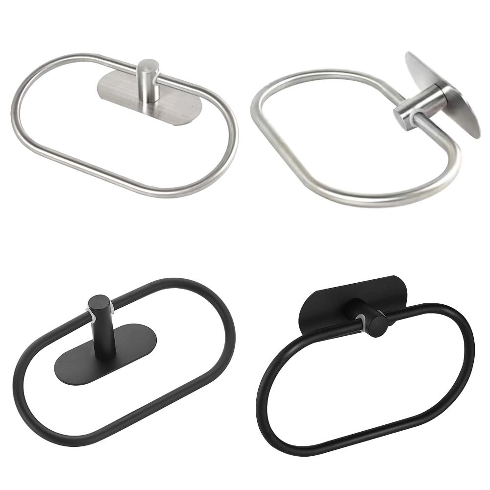 Oval Shaped Towel Ring Stainless Steel Towel Rack Bathroom Kitchen Restroom Laundry Room