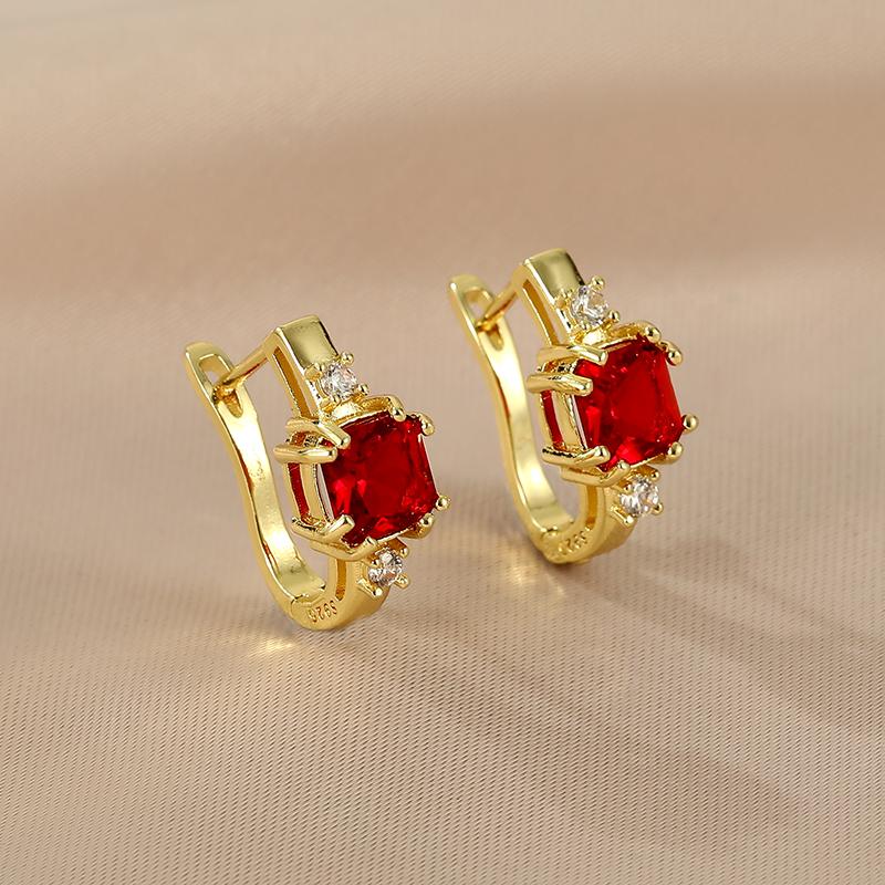 Korean Fashion Shiny Cz Hoop Earrings For Women Metal Luxury Gold  Color Simple Versatile Girls Earrings  Jewelry