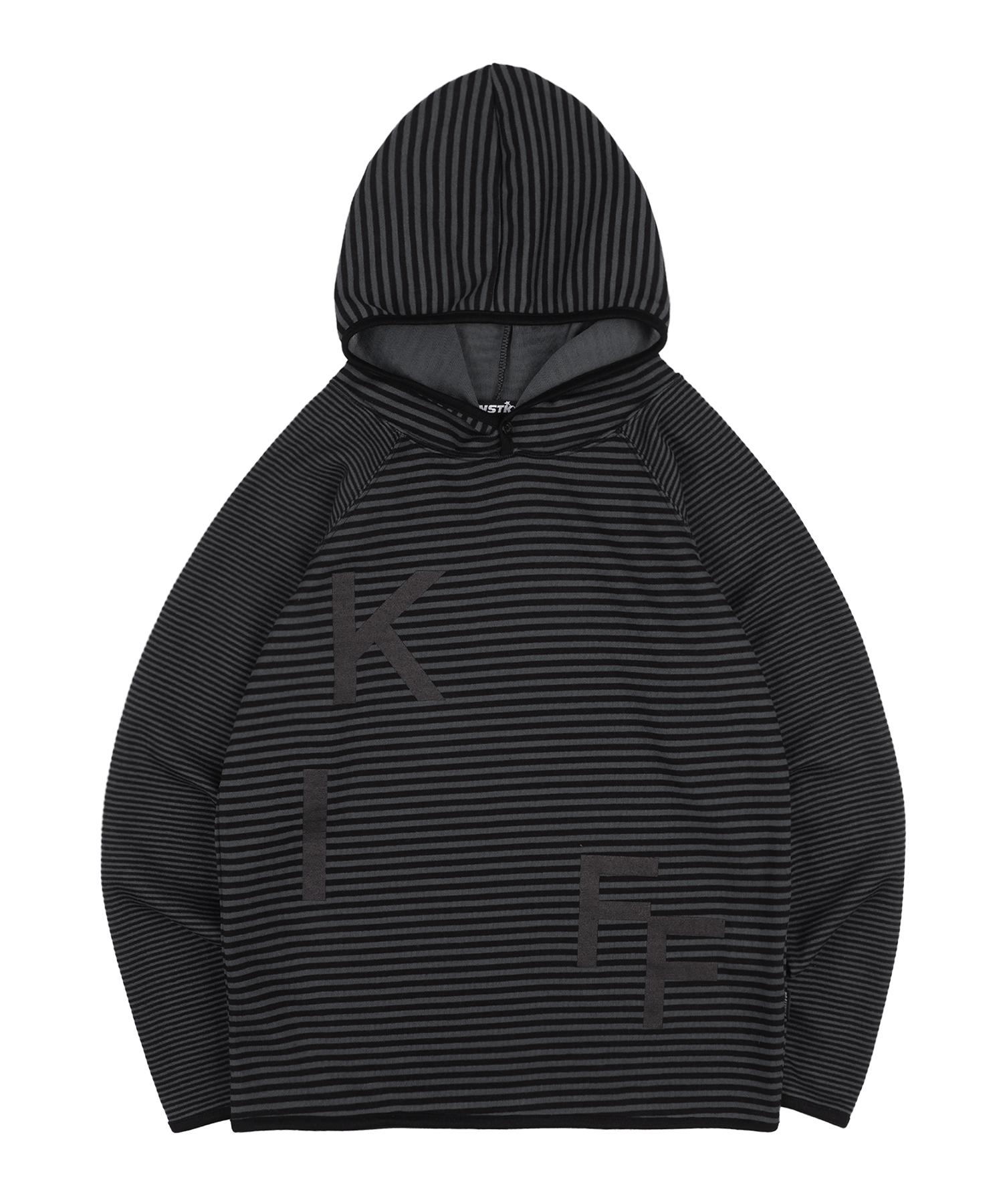 Kaipai Striped Long Sleeve Hoodie (Black) K25Qb663 Black/M