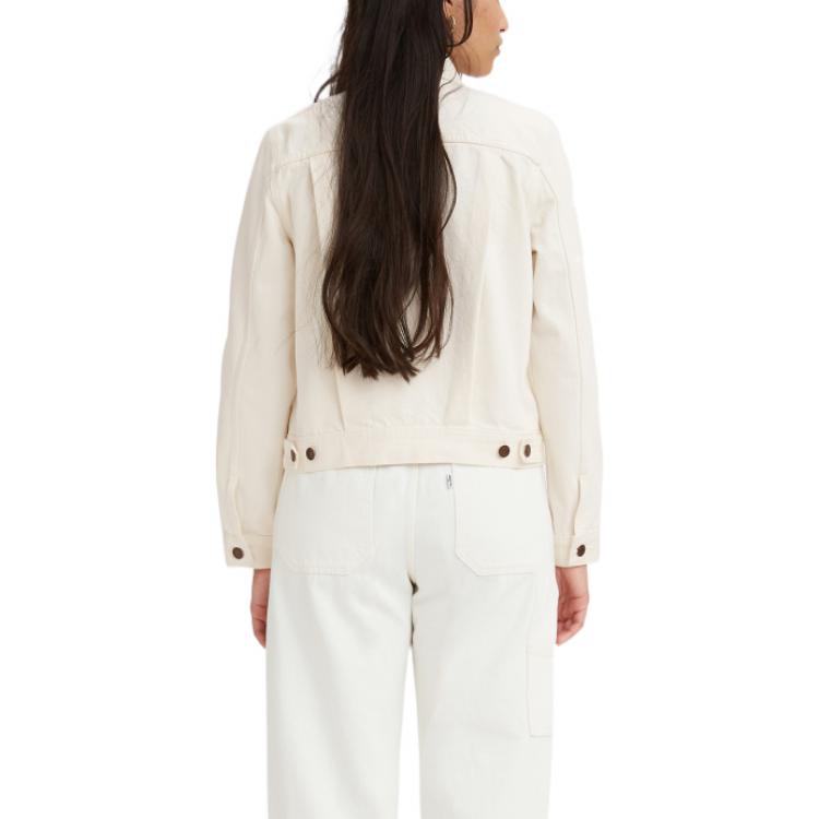 Giacca di Jeans Corta Levis FW22 Colore Unico Monopetto Design con Cuciture sul Revers Donna giacche Bianco A3482-0001
