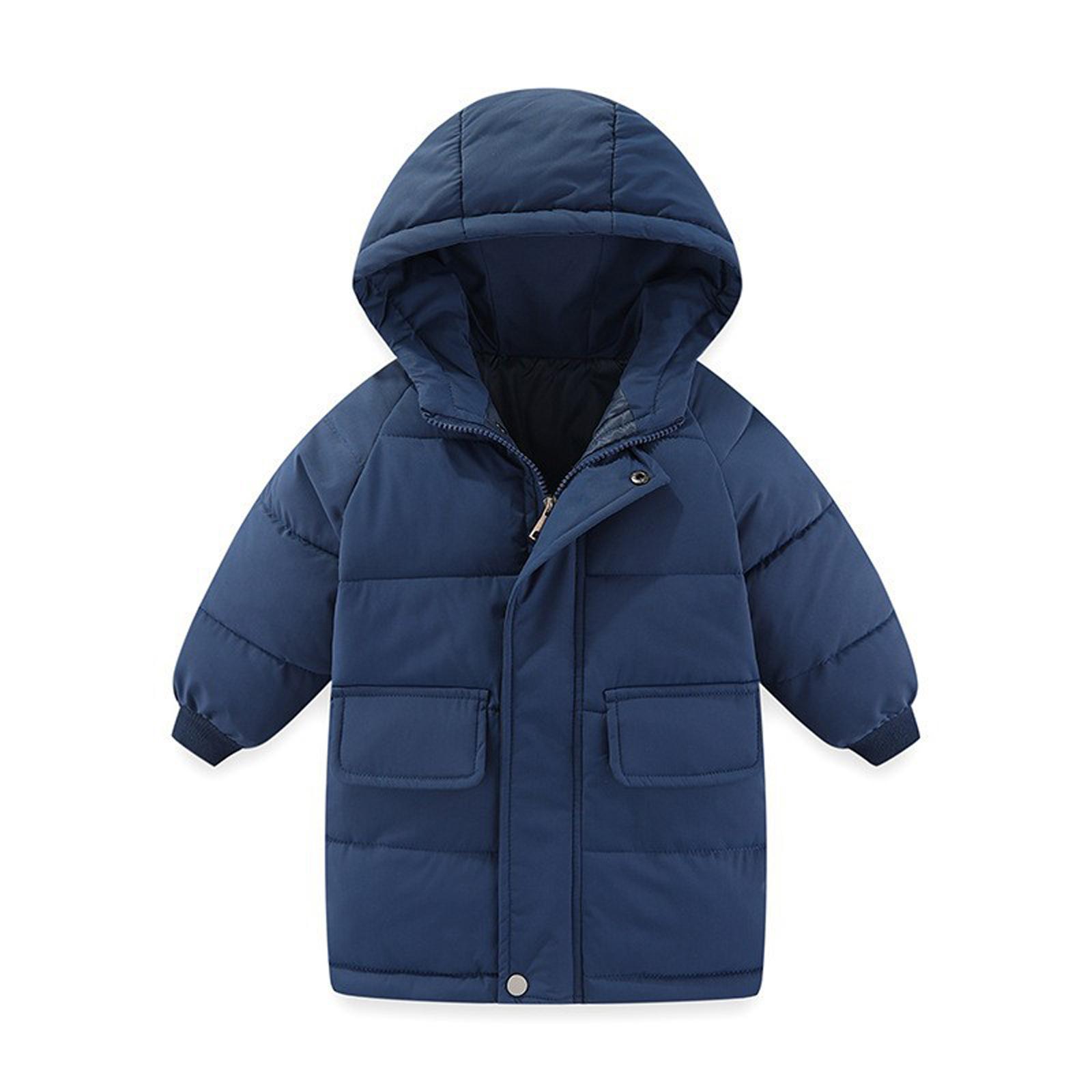 

Детская модная повседневная пуховая куртка с капюшоном 120 синий