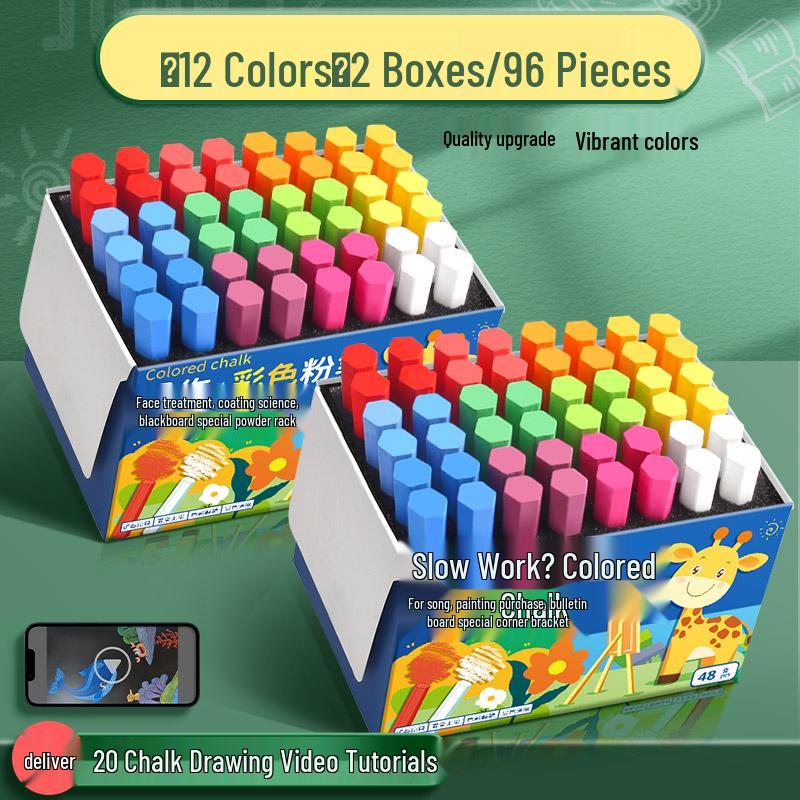 Vivid Dustless Multi-color Chalk for Children and Teachers - Keeps Hands Clean