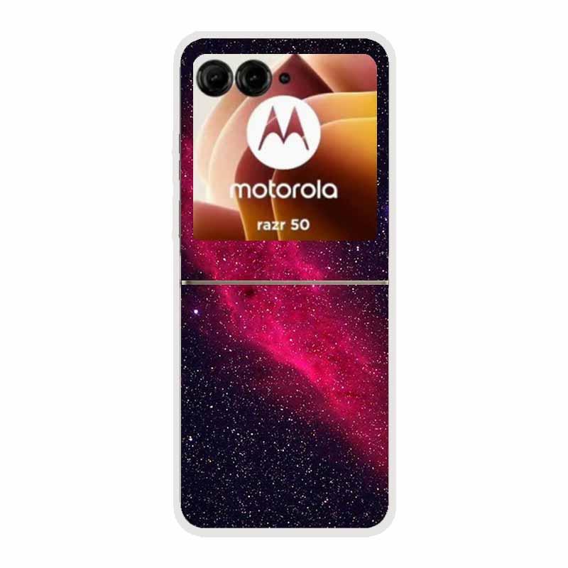 For Moto Razr 50 Case Clear Plastic Hard Painted Space Transparent Phone Covers for Motorola Razr 60 50 Coque Razr 2024 PC Cases